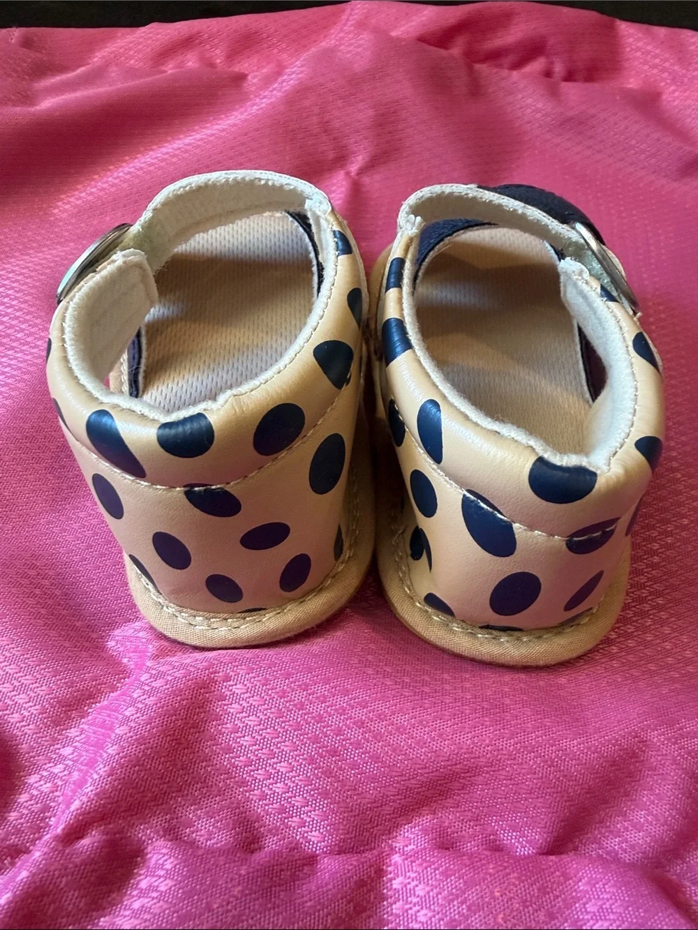 Children's Navy and Cream Polka Dot Sandals - Kids Shoes